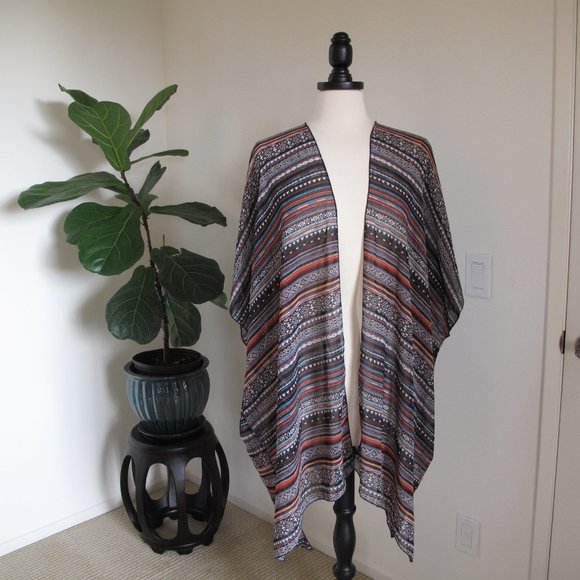 FOREVER 21 Colorful Striped Chiffon Kimono - Picture 10 of 10